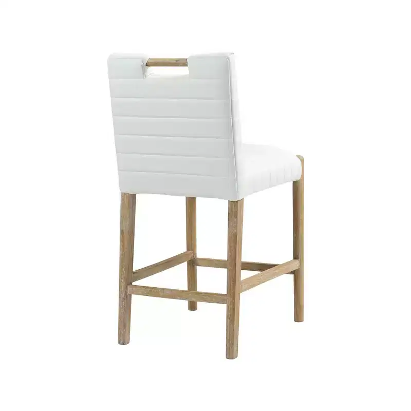 Cream Vegan Leather Counter Stool