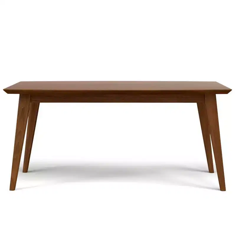 Mid-Century Rectangle Dining Table, Rubberwood Frame, Seats 6, Brown, 66