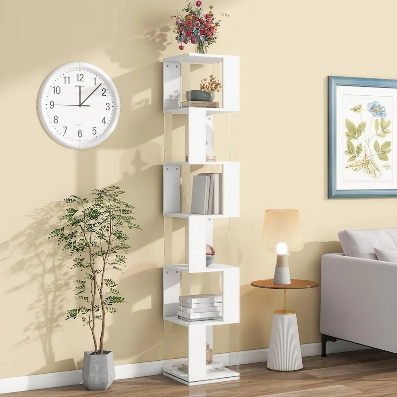 Espresso Entryway Wall Mounted Coat Rack with 4 Dual Hooks Living Room Wooden Storage Shelf