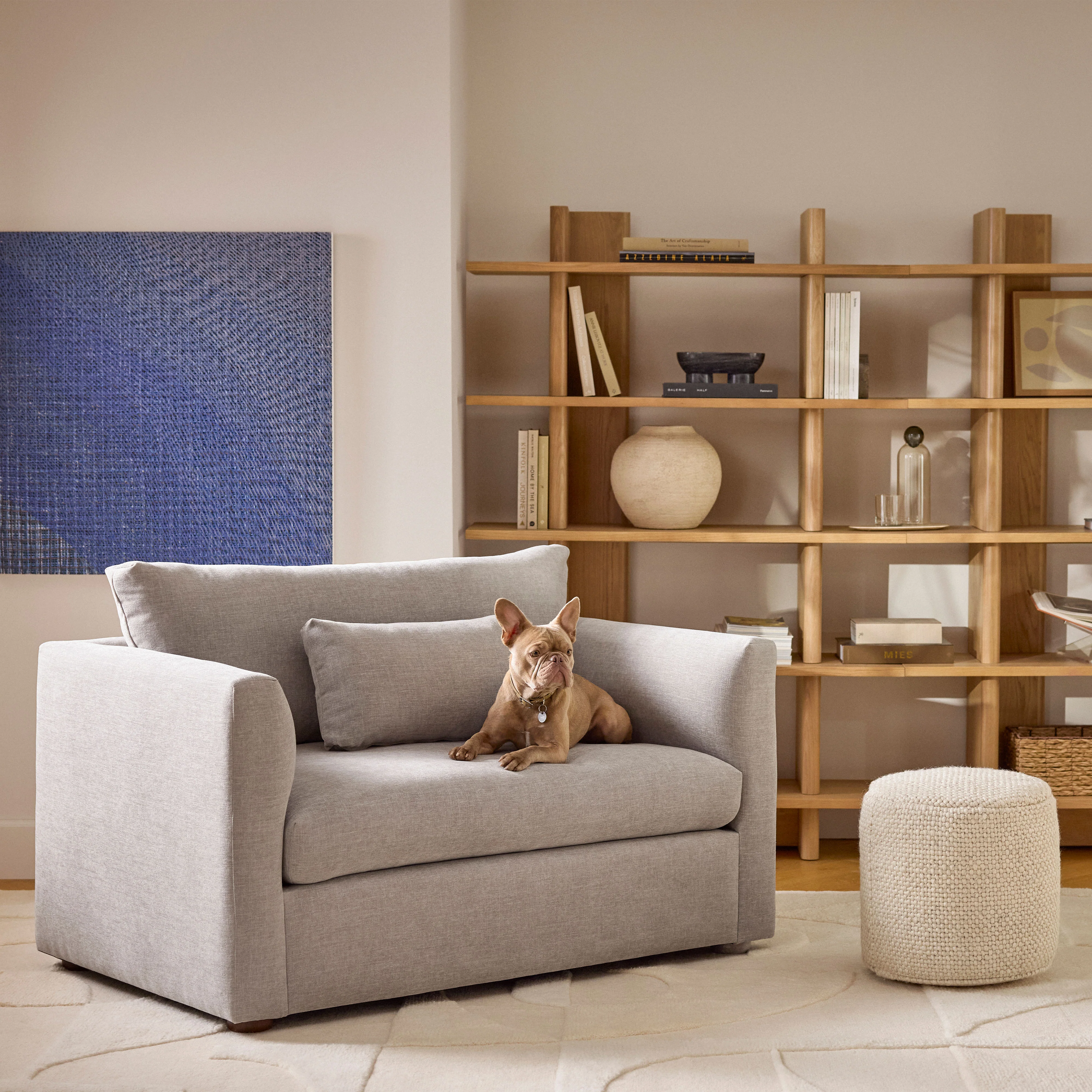 Contemporary Warm Gray Fabric Sleeper Chair with Fold-Out Memory Foam Mattress for ing Room