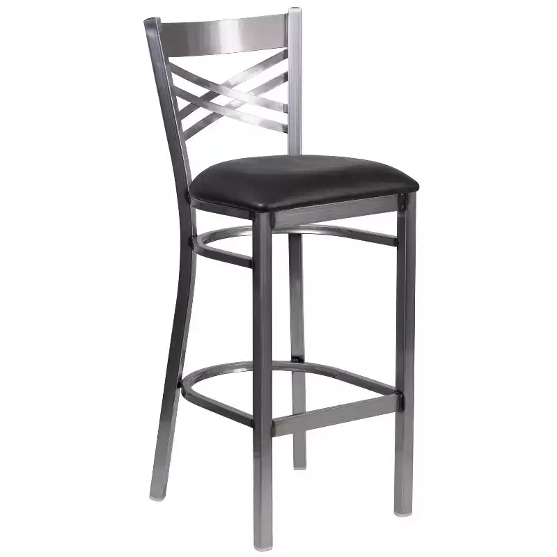 Flash Furniture Clear Coated ''X'' Back Metal Restaurant Barstool