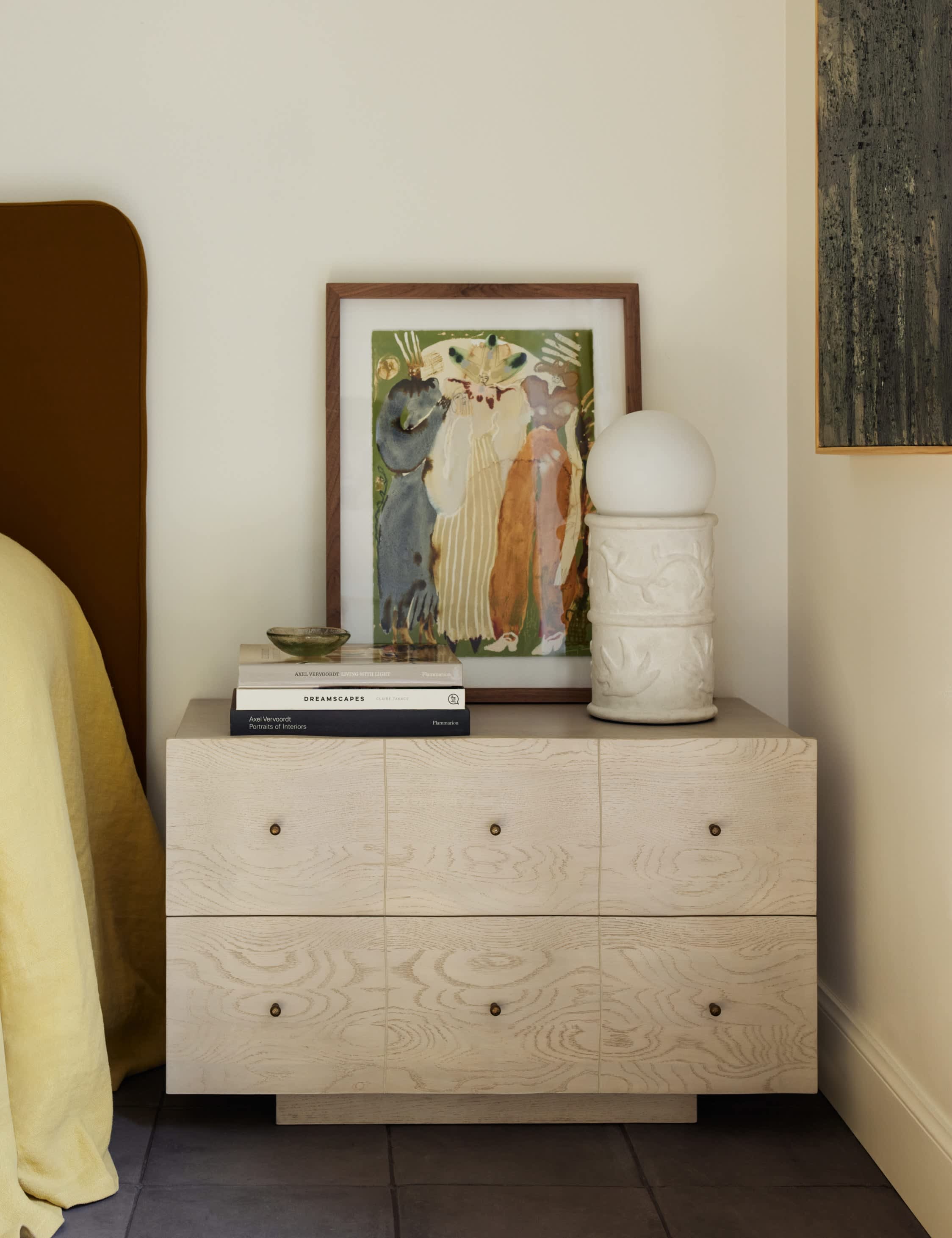 Nightstand Storage The nightstand inspires signature appeal with a practical touch for your bedside. The wide profile features two