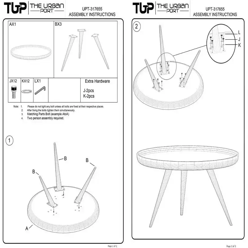 Coffee Table Round Tray Top Handcrafted Washed White Mango Wood, 30 Inch