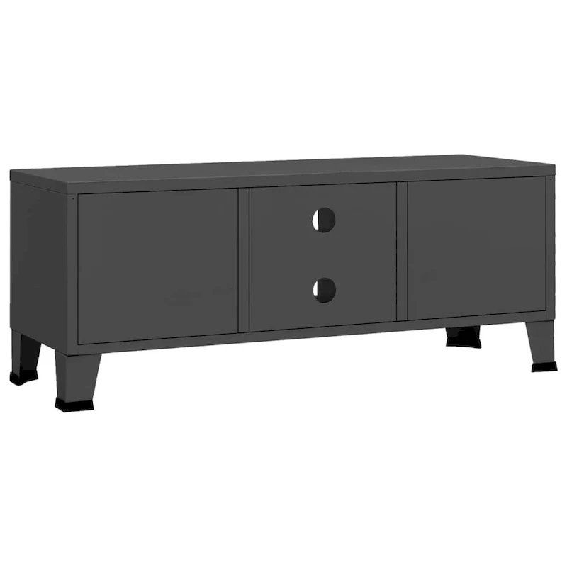 Industrial Metal TV Stand with 2 Doors and Storage Shelf - 41.3W