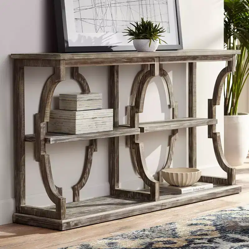 Farmhouse Rustic Chestnut Wood Console Table 64