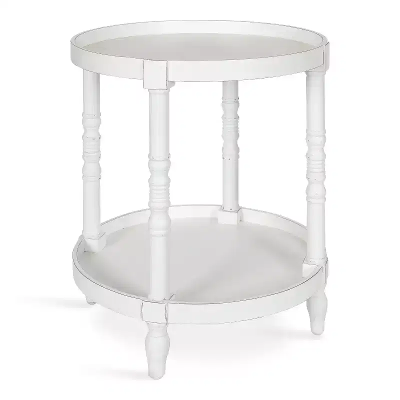 Kate and Laurel Bellport Round Wood Side Table with Shelf