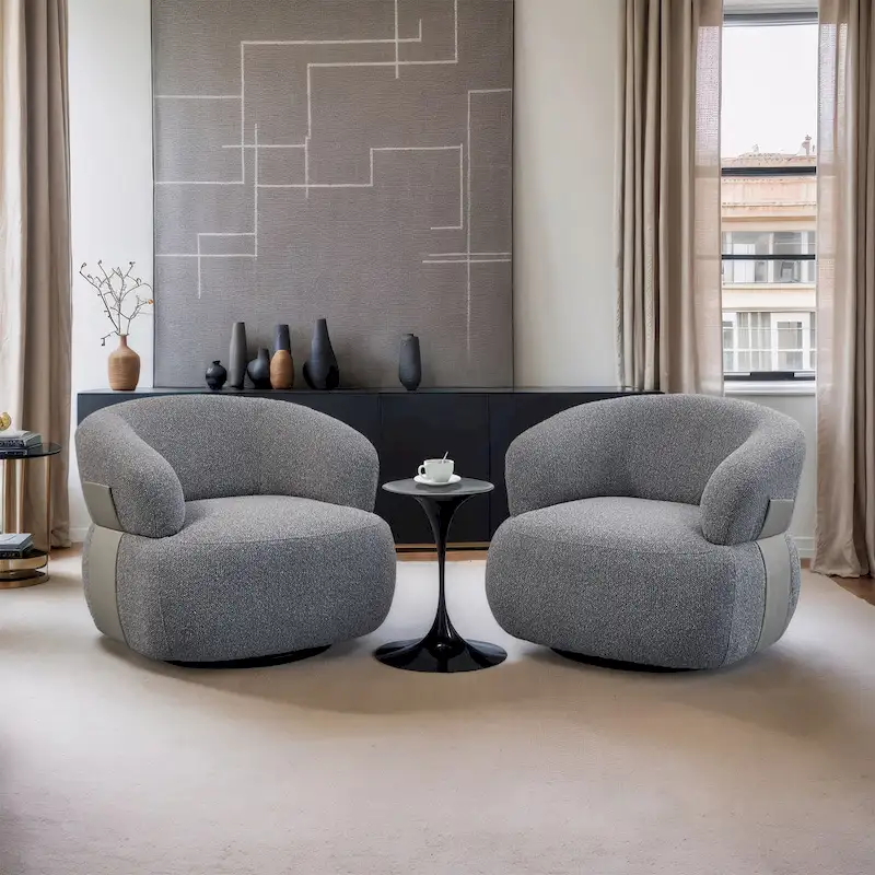 Kieon 33W 360 Swivel Modern Barrel Chair Accent Chair Set of 2