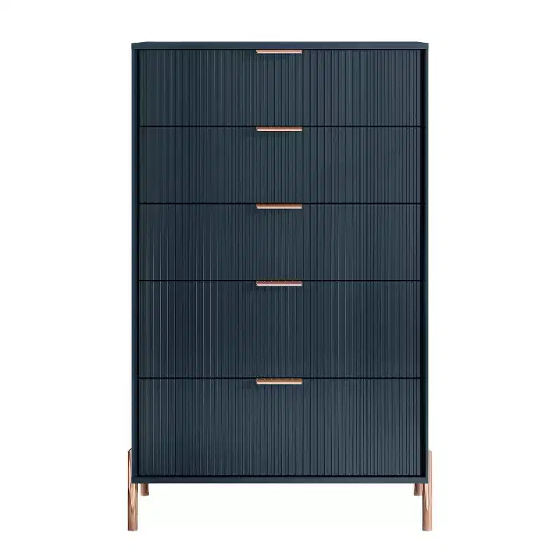 Festivo 4pc Modern Elegance Bedremm Chest and Dresser and 2 Drawer Nightstands Set Navy