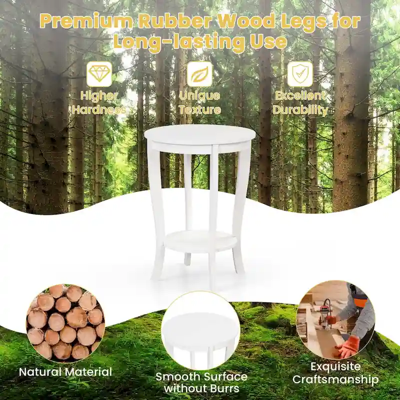 2-Tier Round Side Table Set of 2, 18