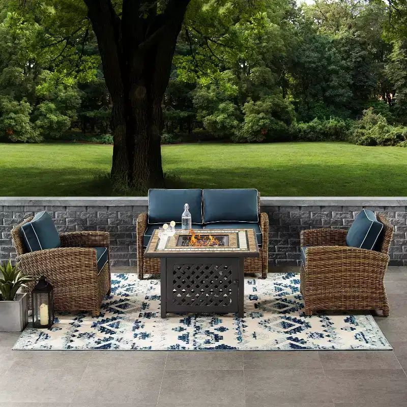 4pc Bradenton Outdoor Steel Fire Pit Set - Crosley