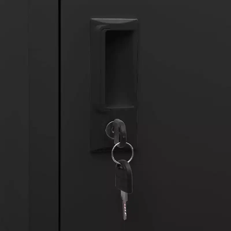 vidaXL Locker Cabinet Black Steel Locker Cabinet Rectangular Modern