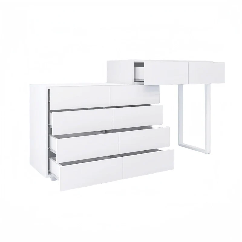 Extended Desktop 10 Drawers Storage Vanity without Handle - N/A