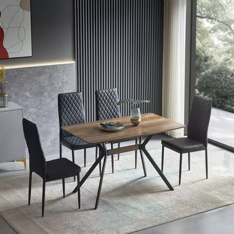 Modern Minimalist Wood Dining Table, Rectangular Kitchen Table for Dining Room, 4-6 Person Seating