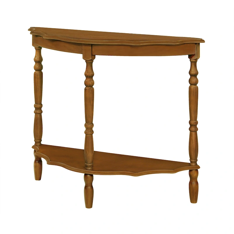 Retro Half-Moon Console Table with Open Shelf