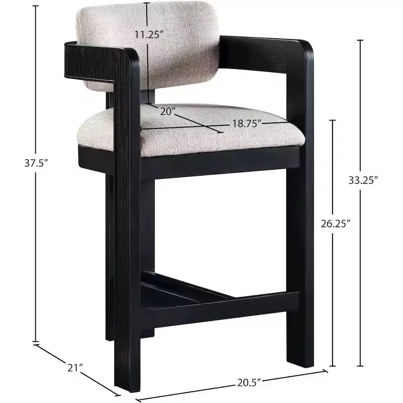 Meridian Furniture,Sacha Beige Linen Textured Fabric Stool