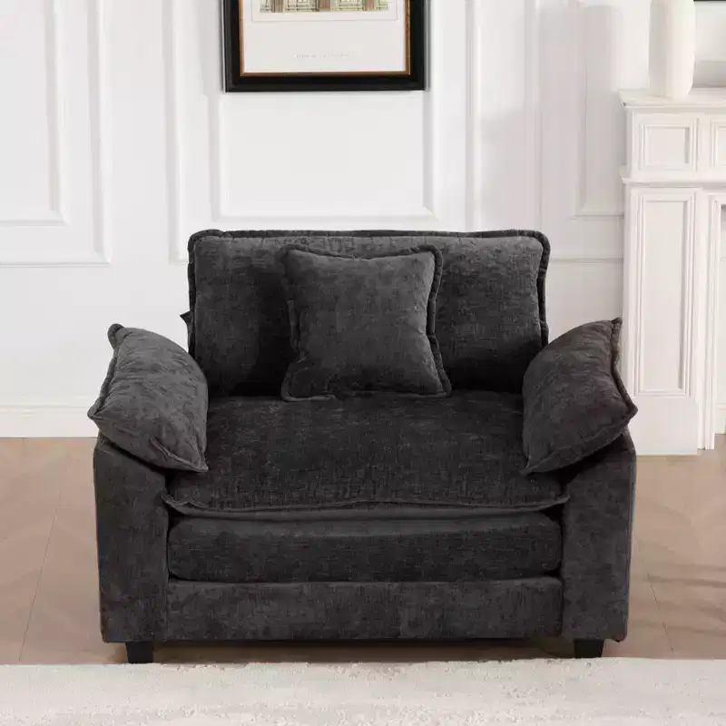 Cloud Sofa Single Seat, Modern Sectional Couch, Comfy Double Layer Upholstered Seat Cushion, Breathable Chenille Fabric