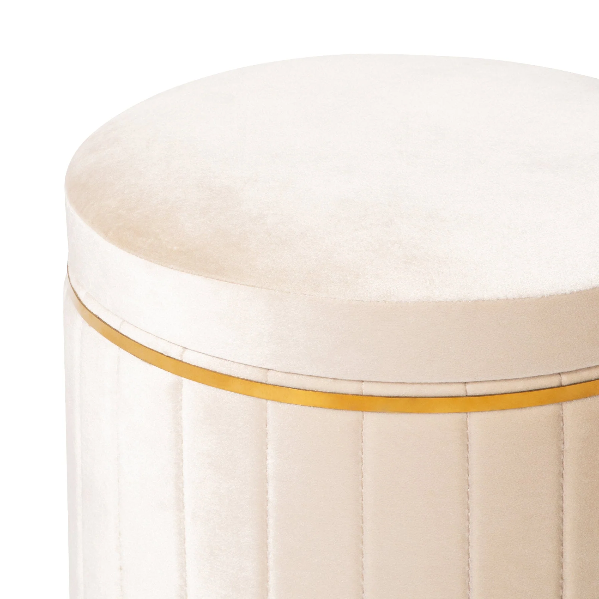Ivory Upholstered Accent Stool