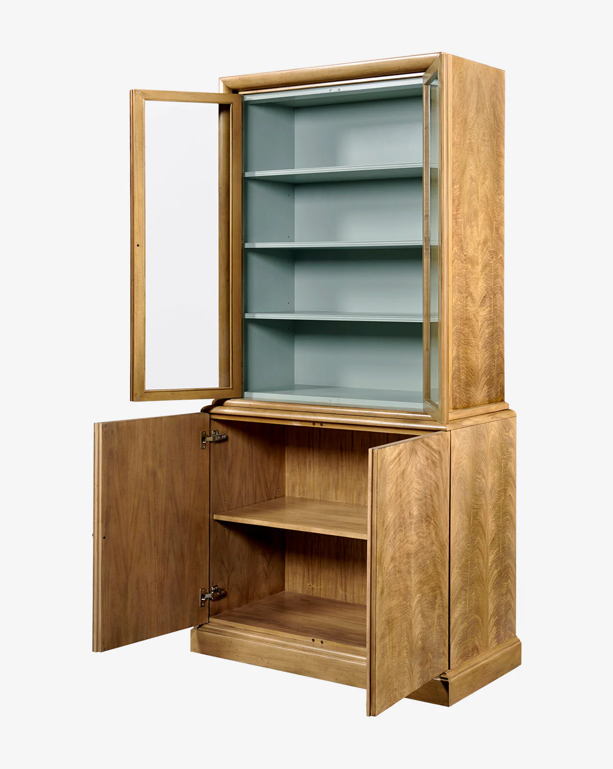 Contemporary Veneer Cabinet with Interior Shelving for Living Room
