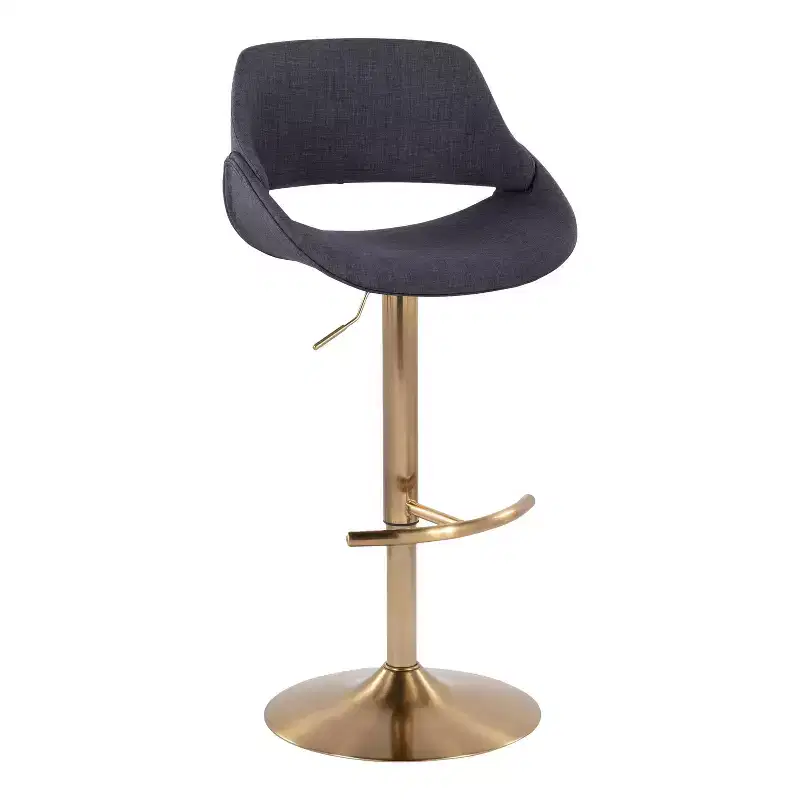 LumiSource Set of 2 Fabrico Adjustable Barstools Gold/Charcoal Fabric