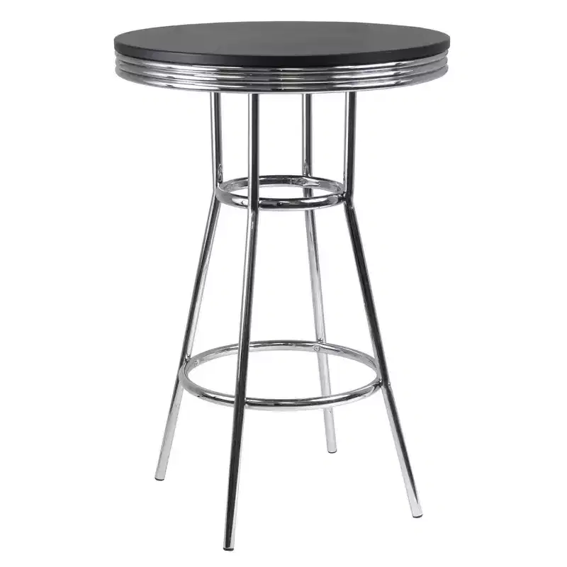 Summit Pub Table Bar Height Wood/Black/Bright Chrome - Winsome