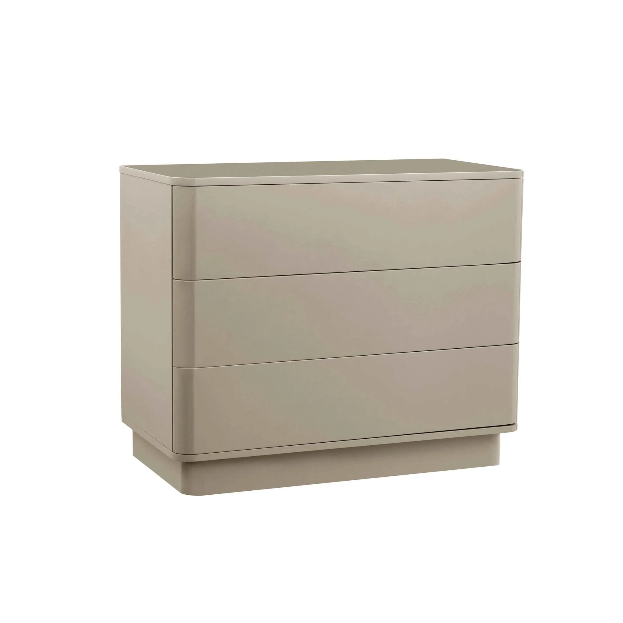 High Gloss 3 Drawer Chest - Taupe