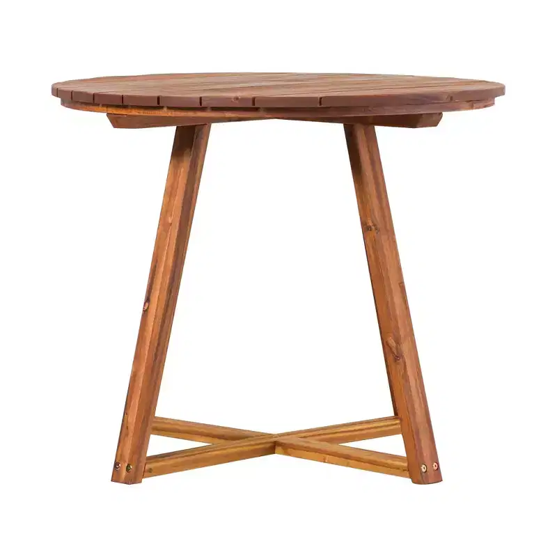Okak Modern Wood Curved X-Base Round Dining Table Minimalist Style Ready-to-Assemble