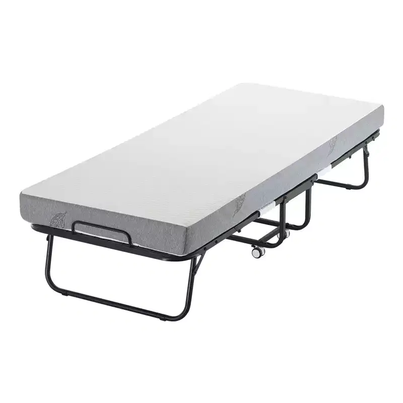 Zeus & Ruta 31x 75 Twin Size Folding Bed with 5 Mattress, Portable Guest Bed for Adults, Gray