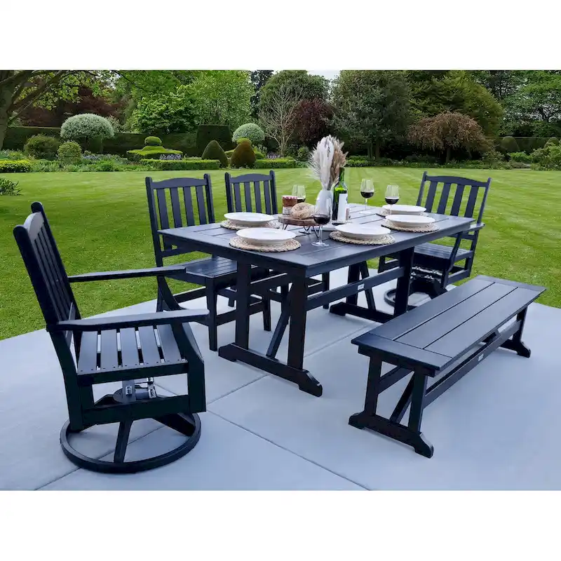 LuXeo Tuscany HDPE Swivel Dining 6-Piece Set