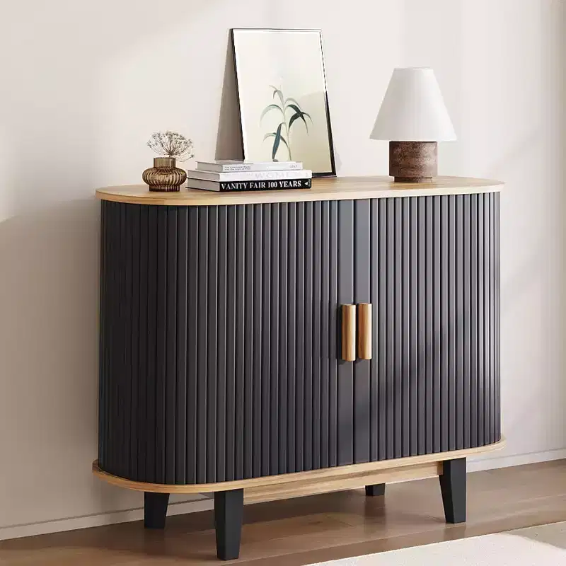 Fluted Sideboard with Sliding Door & Adjustable Shelf