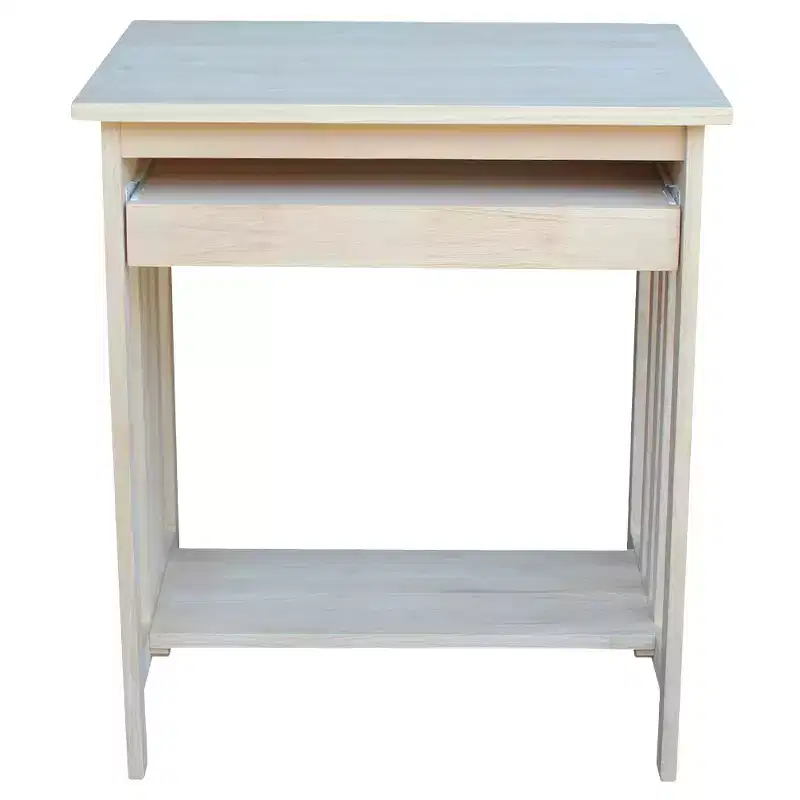 International Concepts Mission Computer Stand Unfinished: Solid Parawood, Space-Saving Design, No Storage