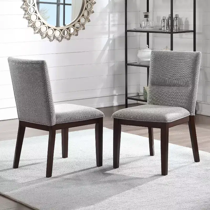 Set of 2 18" Amalie Side Chairs Beige - Steve Silver Co.: Mid Century Modern, Walnut Finish, Polyester Upholstery