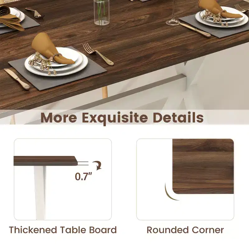 Costway Dining Table w/ X-shaped Frame Wood Grain Texture Tabletop Accent Side Table