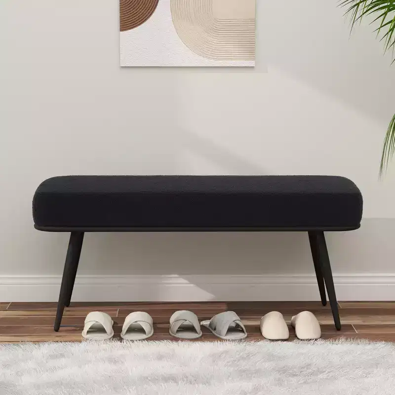 Bekrvio 43.3 Teddy Ottoman Bench,Entryway/Bed Bench End of Bed  Upholstered Padded Seat,Mid Century Modern for Living Room, Hallwa