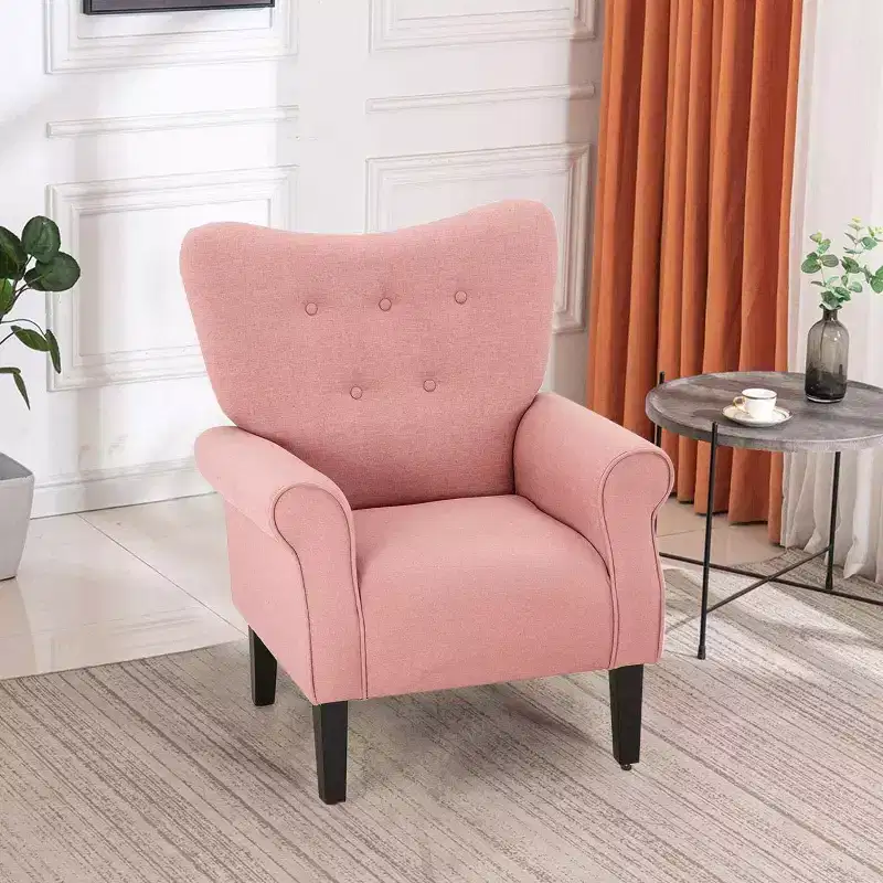 Erommy Mid Century Velvet Tufted Armchair, High Back Accent Chair