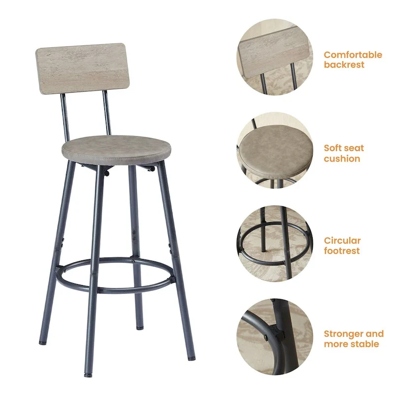 7-Piece Bar Table and Chairs Set with PU Leather Stools