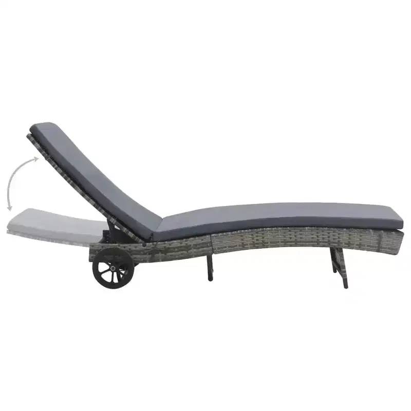 vidaXL Sunlounger Anthracite PE (Polyethylene) Rattan Large