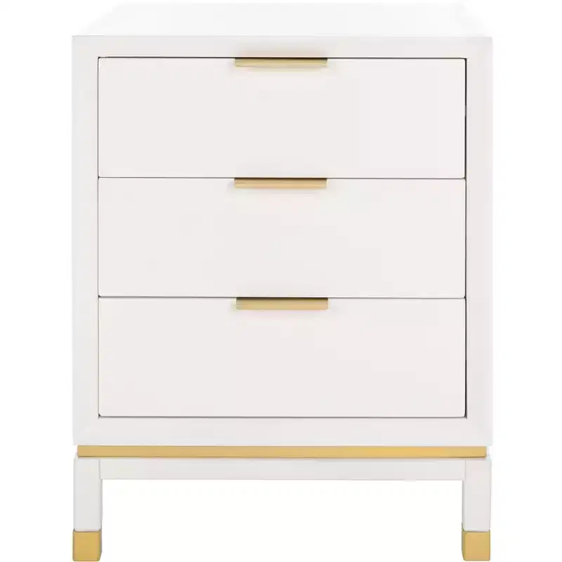3 Drawer Accent Table White