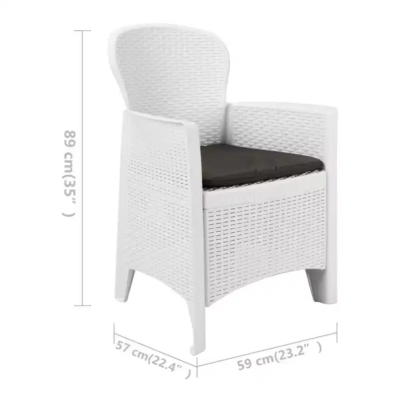 vidaXL Patio Chairs 2 Pcs Dining Single Chair with Cushion Plastic Rattan Look