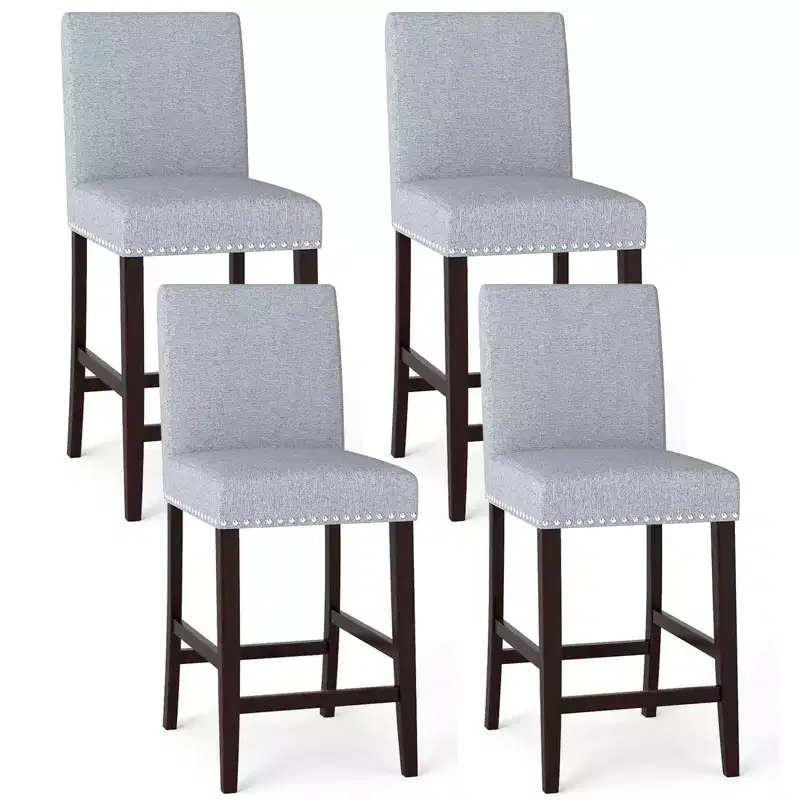 Costway 26 Counter Height Chairs Set of 4 Barstools w/ Padded Seat & Backrest Footrest