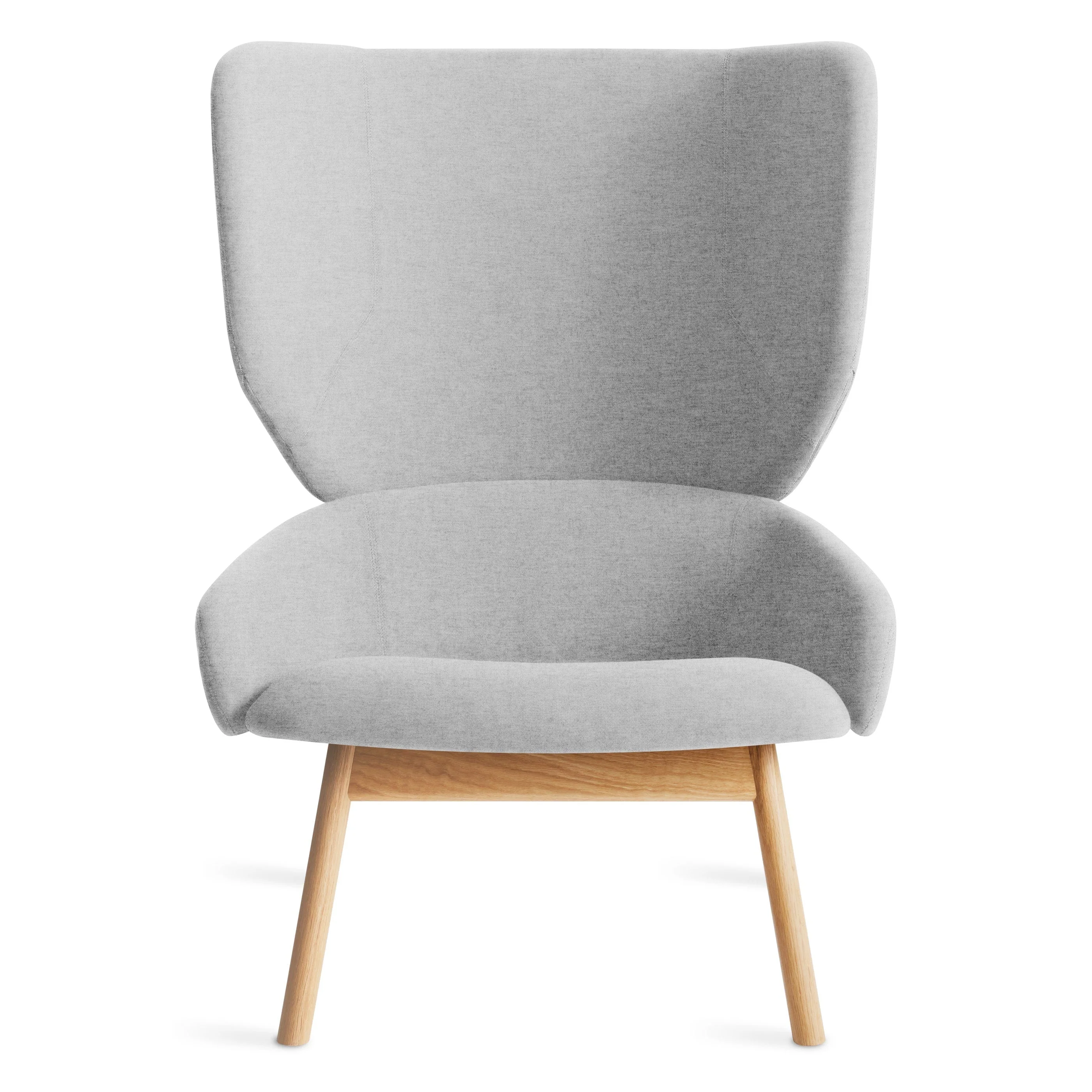 Modern Grey Fabric Wingback Lounge Chair with Wood Legs for Living Room