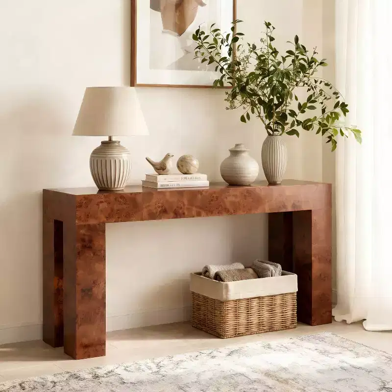 Modern Wooden Console Table with Open Shelf
