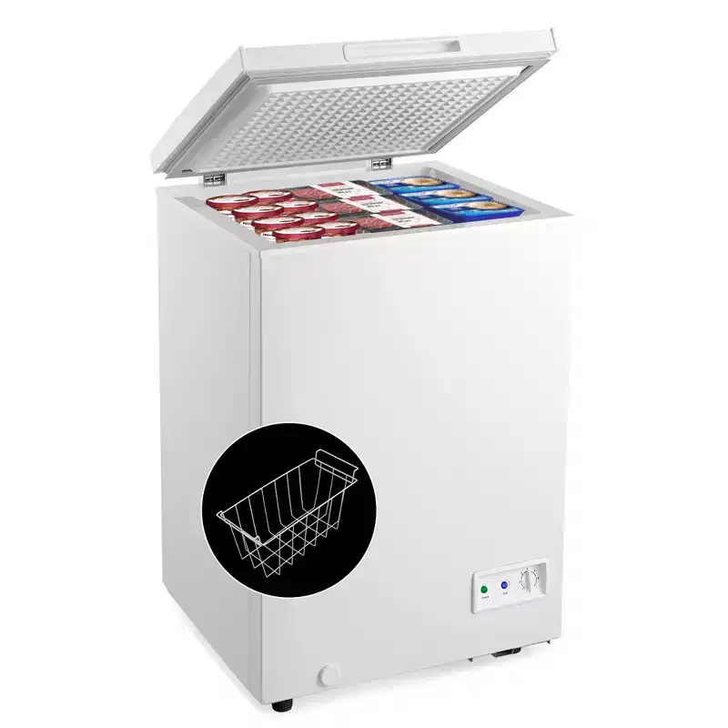 Costway 3.5 Cubic Feet Chest Freezer w/Removable Storage Basket Deep Freezer