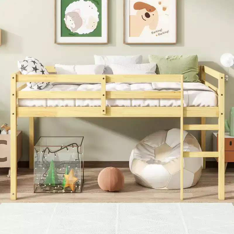 MAYEERTY Full Bed Frame Solid Pine Wood No Box Spring Needed Noise-Free Design