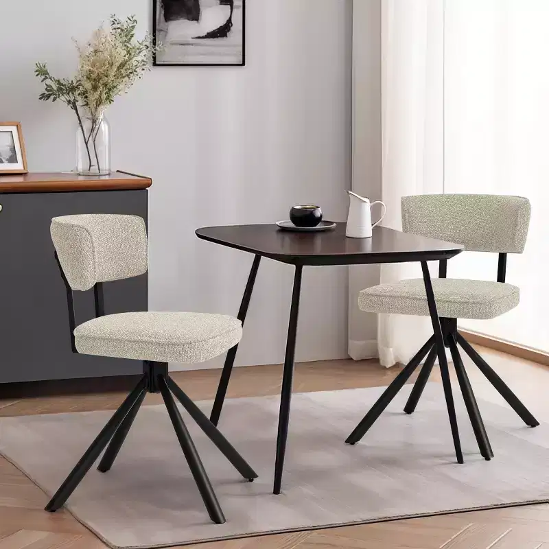 Subrtex Dining Chairs Set of 2 Modern Fabric Kitchen Chairs Accent Chairs with Black Metal Legs
