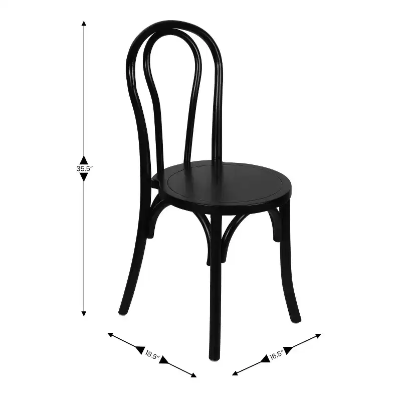 Emma and Oliver Set of 2 Solid Wood Thonet Style Stack Dining Chairs