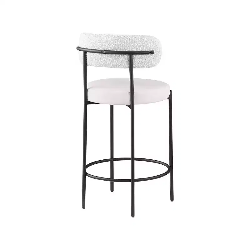 Meridian Furniture,Beacon Cream Vegan Leather Seat Stool, Set of 2