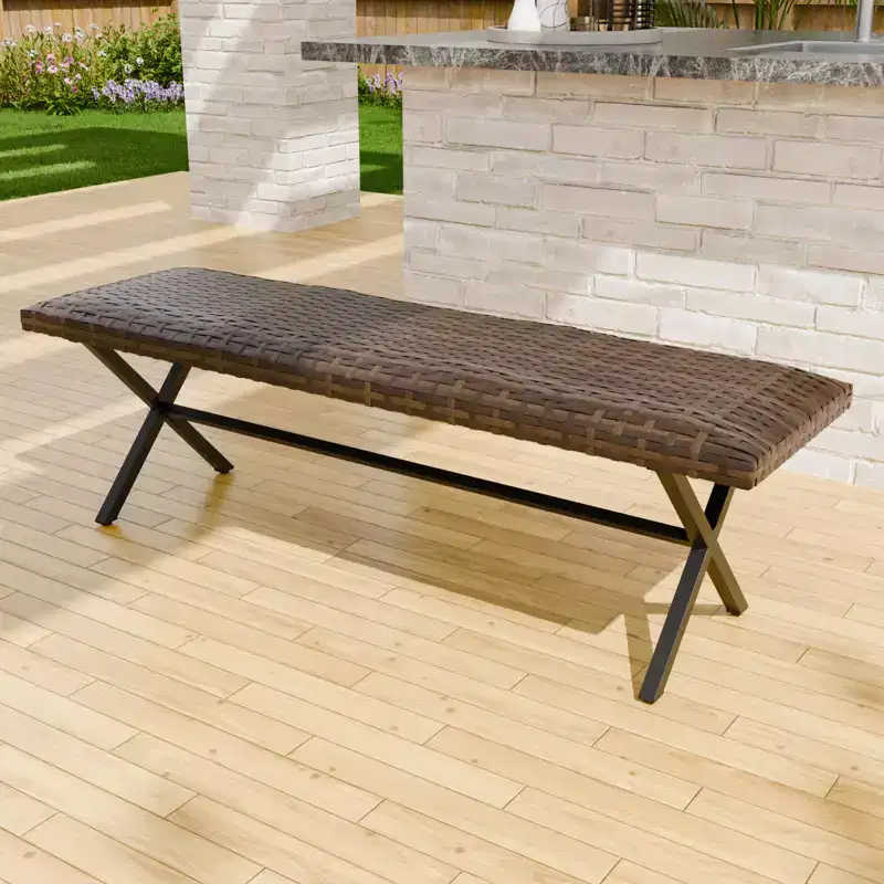 EAGEL PEAK Sienna Bay 2-Person Outdoor Wicker Bench with Metal Frame