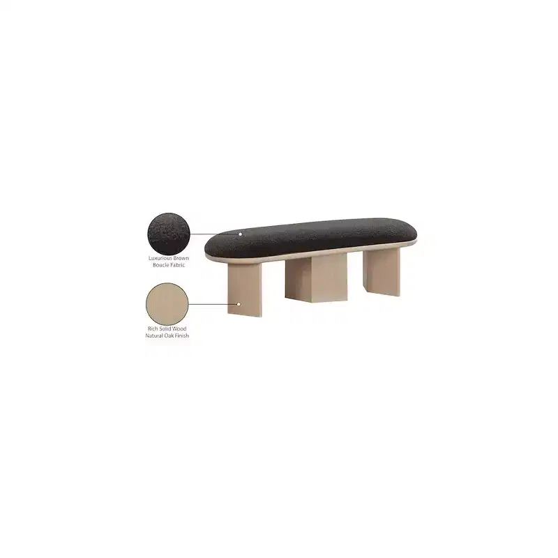 Meridian Furniture,Wilshire Boucle Fabric Bench
