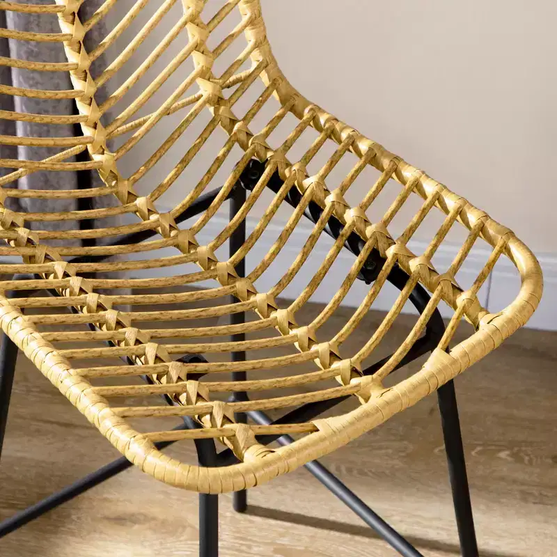 Rattan Counter Height Barstools Set of 2 Steel Frame Footrest 26