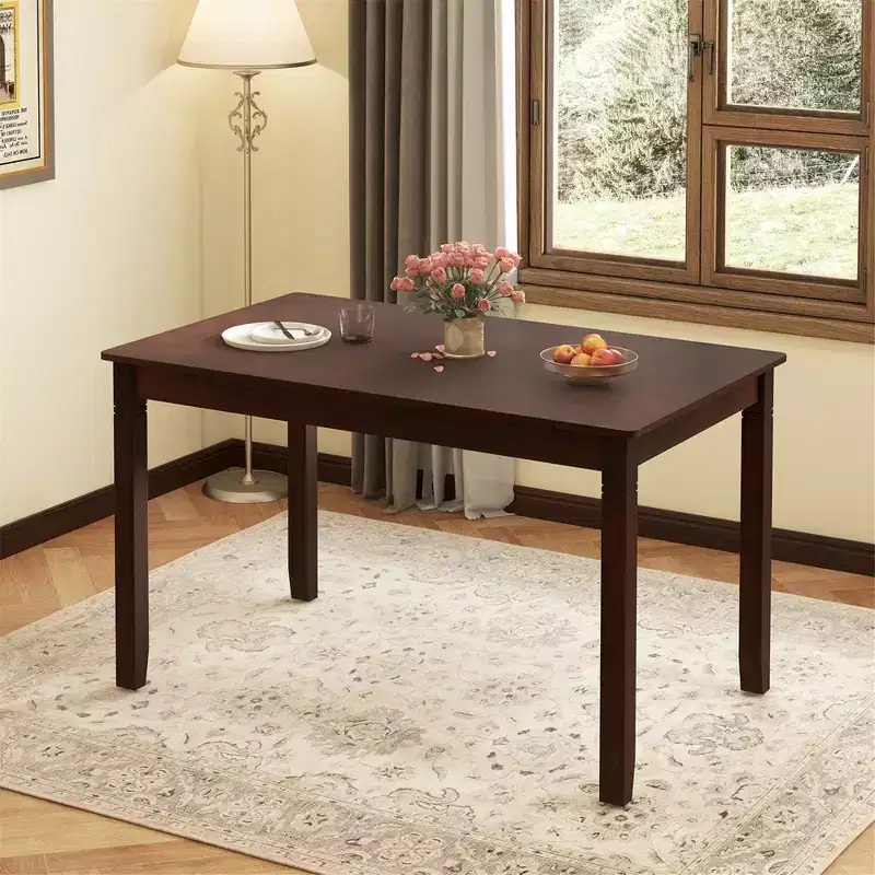 48 Wooden Dining Table for 4 People w/ Rubber Wood Legs Rectangular Table Cherry